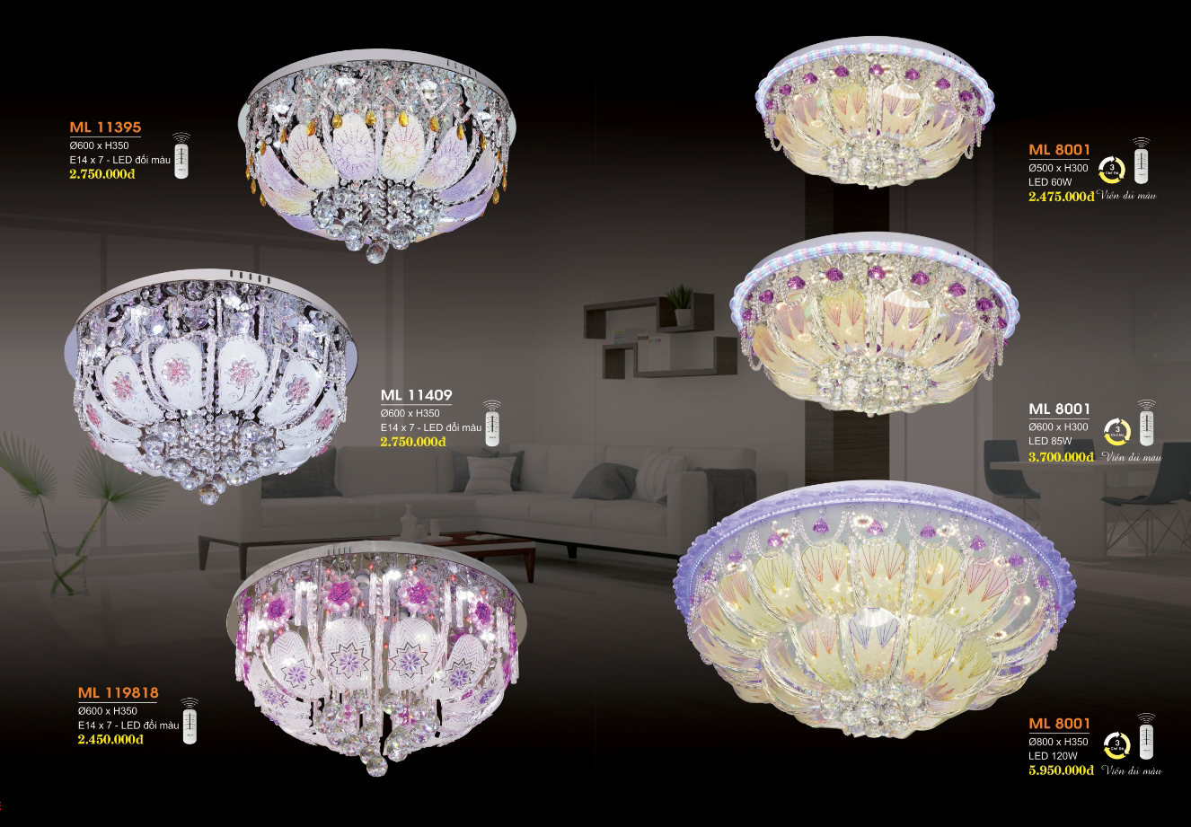 Đèn Trần Pha Lê-HL8001: