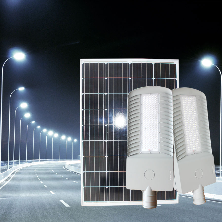Đèn đường công trình Philips cao cấp năng lượng mặt trời 50w