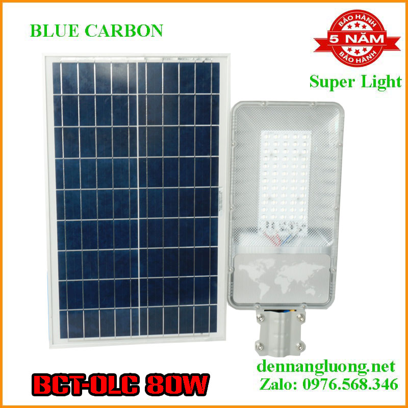 Đèn Đường Năng Lượng Mặt Trời Blue Carbon BCT-OLC 80W Bảo Hành 5 Năm