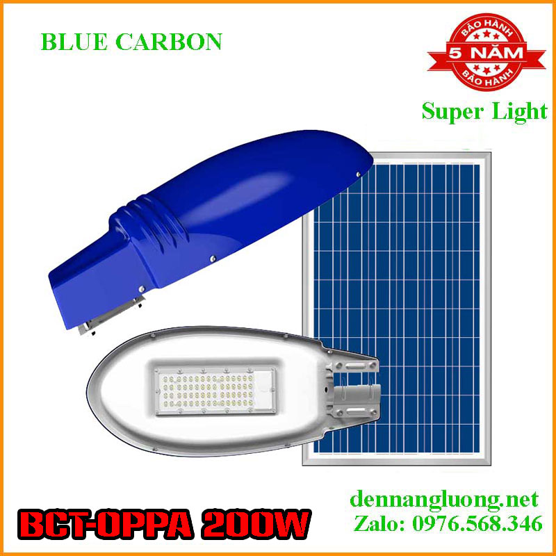 Đèn Đường Năng Lượng Mặt Trời Blue Carbon BCT- OPPA 200W Bảo Hành 5 Năm