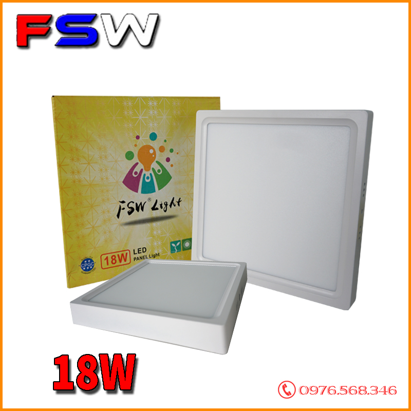 Đèn ốp trần FSW 18W vuông| 2 chế độ