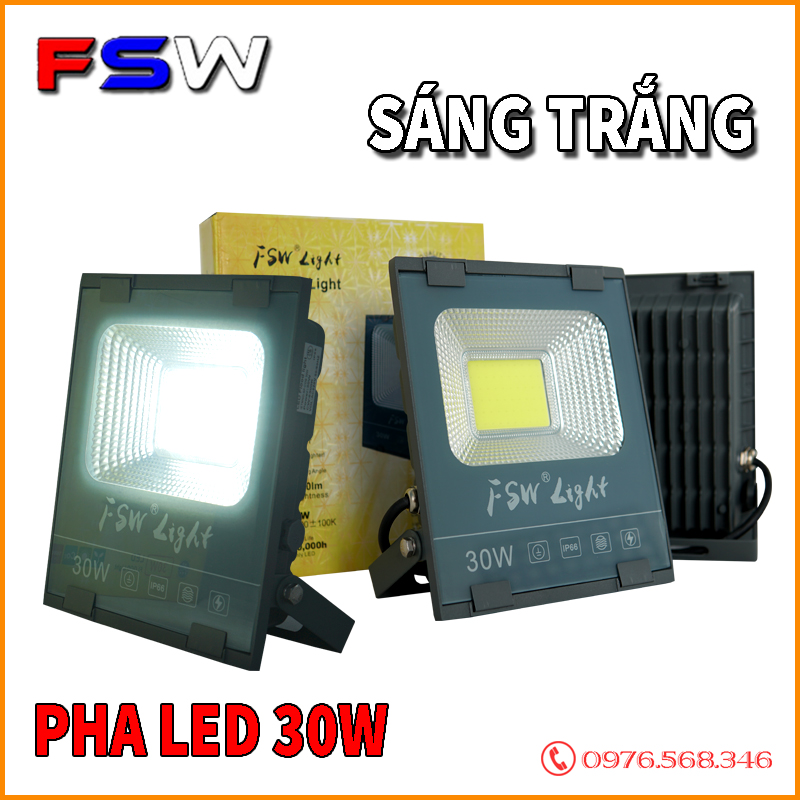 Đèn pha FSW 30W| đèn chip COB| ánh sáng trắng