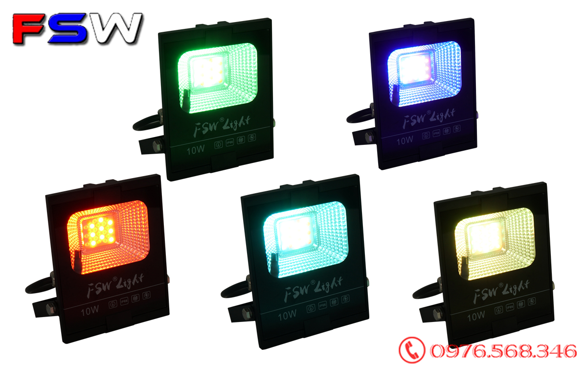 Đèn pha FSW 10W nhiều màu| đèn led trang trí