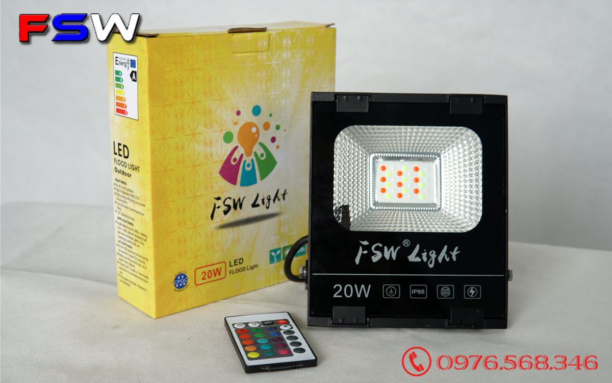 Đèn pha led FSW 20W| đèn trang trí nhiều màu
