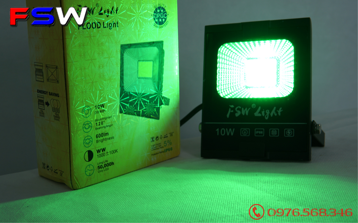 Đèn pha led FSW 10W| ánh sáng xanh lá