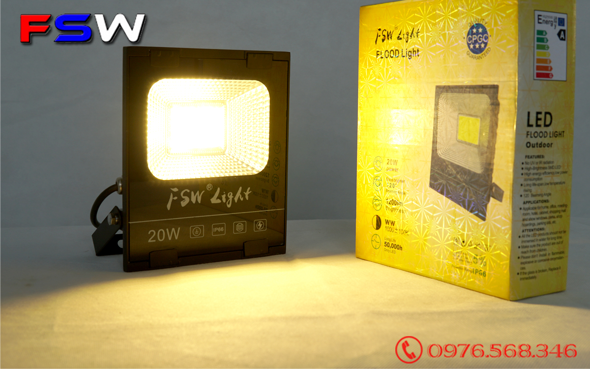 Đèn pha FSW 20W| đèn pha led ánh sáng vàng