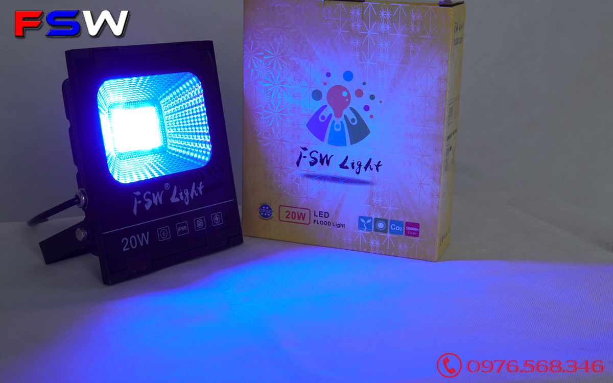 Đèn pha FSW 20W| đèn led ánh sáng xanh dương