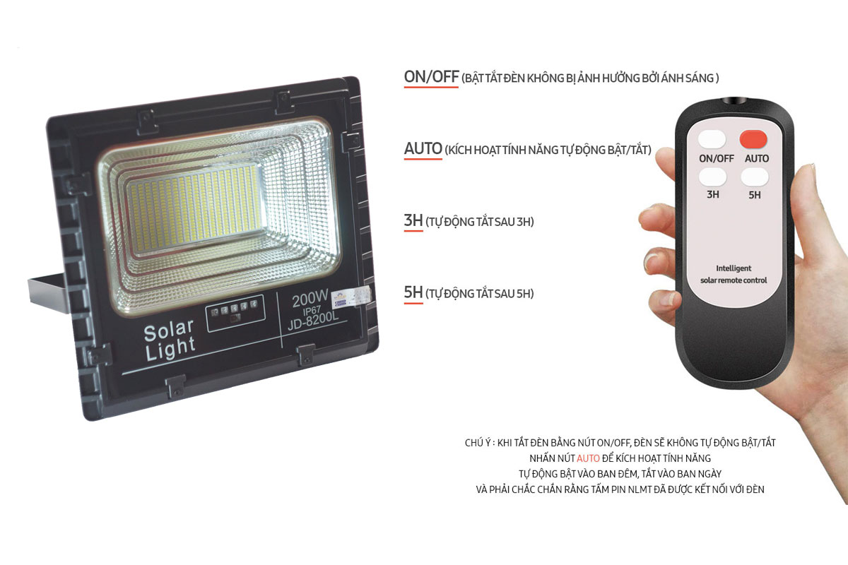 Đèn pha solarlght Jindian JD200W - 8200L giá rẻ Đèn pha solarlght Jindian JD200W - 8200L giá rẻ