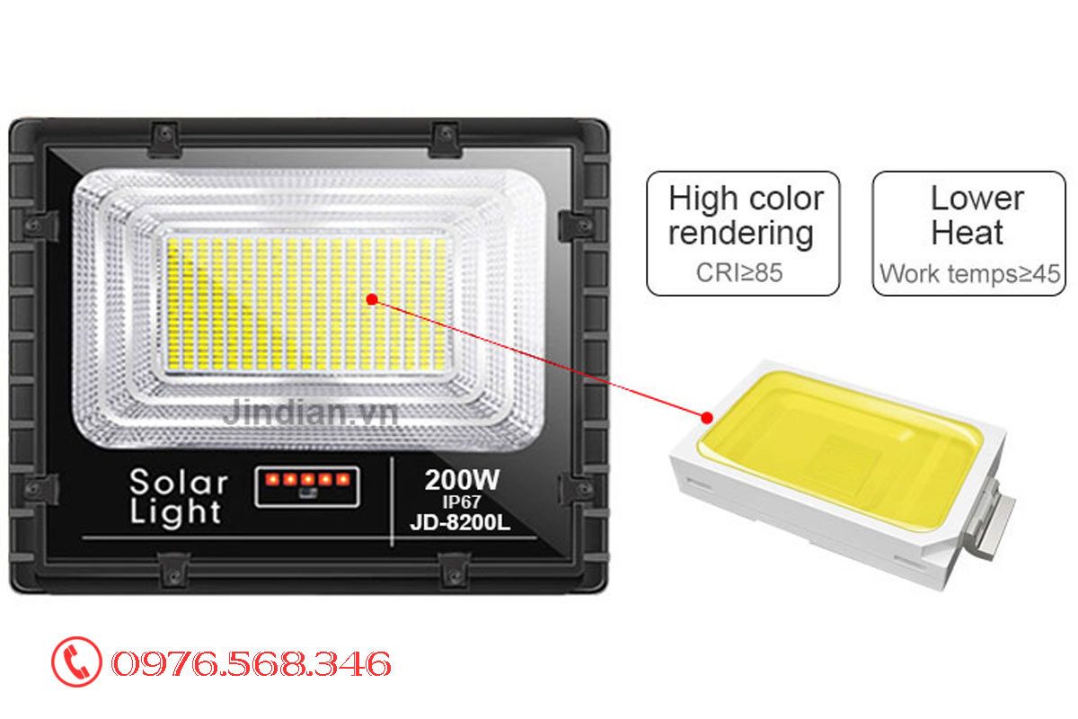 Đèn pha solarlght Jindian JD200W - 8200L giá rẻ Đèn pha solarlght Jindian JD200W - 8200L giá rẻ