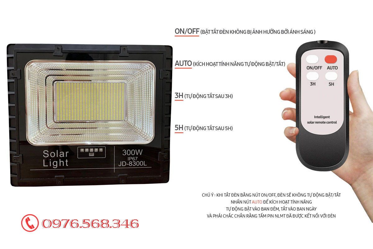 Đèn pha solarlght Jindian JD300W - 8300L giá rẻ Đèn pha solarlght Jindian JD300W - 8300L giá rẻ