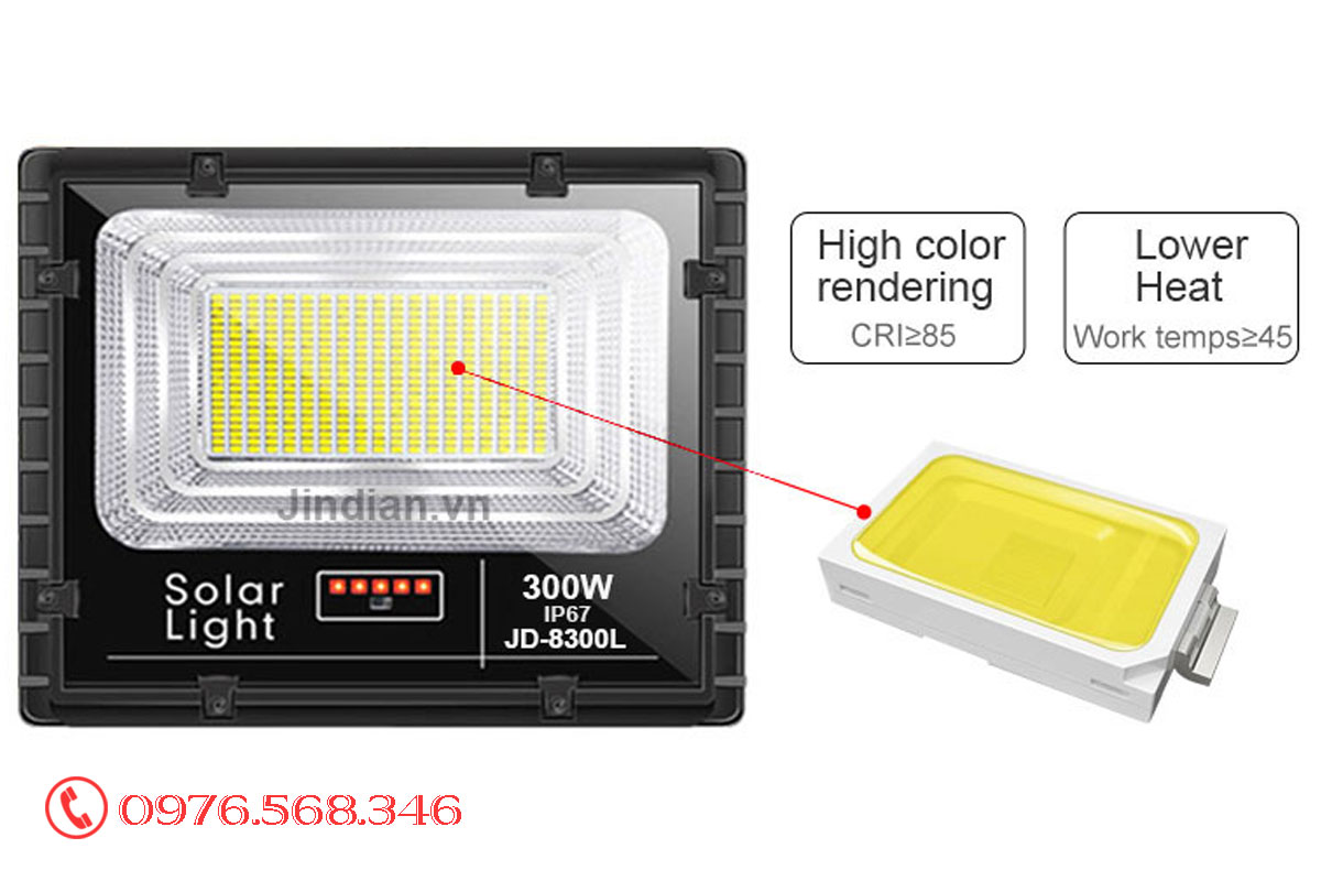 Đèn pha solarlght Jindian JD300W - 8300L giá rẻ Đèn pha solarlght Jindian JD300W - 8300L giá rẻ
